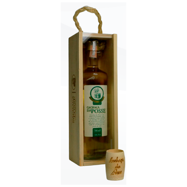 Cachaça da Posse – Embalagem Madeira com Copo Bambu